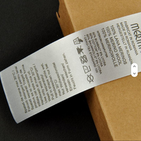 Vêtements Imprimés Imperméables avec Logo en Blanc/Noir, Étiquette de Soin en Satin Élégante avec Instructions de Lavage