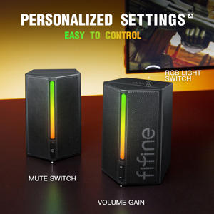 Fifine Ampligame 3.5mm USB haut-parleurs stéréo moniteur professionnel haut-parleur coloré lumière LED haut-parleur de jeu amplifié - Product Image 5