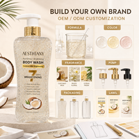 AESTHTANY Gel Douche Corps au Coco 1000ml, Blanchissant et Nourrissant en 7 Jours, Réparateur Cutané, Contrôle du Sébum et Exfoliant