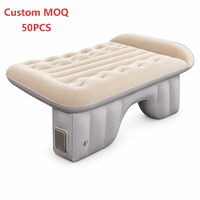 Matelas pneumatique floqué pour voiture, pliable, lit de voyage pour siège arrière avec pompe électrique, 2 oreillers, repose-pieds séparé pour le camping