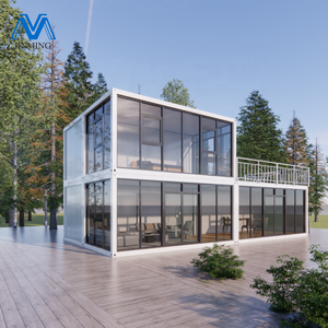Casa de Campo Moderna con Techo Inclinado <span class=keywords><strong>y</strong></span> Pared de Vidrio Templado Doble, de Una a Dos Plantas, Venta al por Mayor Directa de Fábrica - Product Image 1