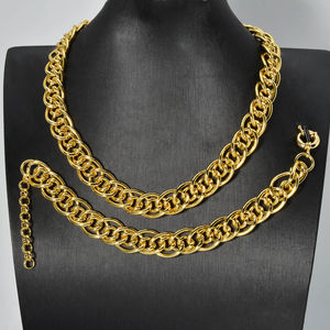 Ensemble collier et bracelet en or plaqué 18 carats de style bohème de Dubaï - Product Image 4