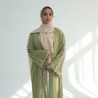 Nouvelle Arrivée Leduo – Abaya Élégante Grande Taille en Polyester pour Femme, Broderie Dentelle Faite Main, Modeste, Respirante, Style Ouvert Dubaï, Ramadan