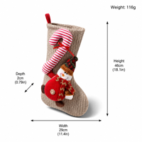 Chaussette de Noël en polyester pelucheux avec motifs Père Noël, Vieil Homme, Élan et Bonhomme de neige, pour cadeaux, décorations de bonbons et pendentif décoratif