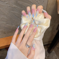3D Ice-Transparent Lily Flower Airbrush Gradient Handmade Ultra-Thin Seamless French Girl Wearable Nails Two-Tone Stickers