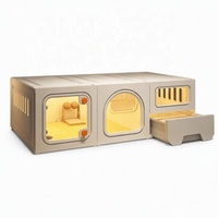 Villa pour chat de luxe en verre durable, espace extra large, style tiroir, une chambre, un salon, enclos intérieur pour animaux de compagnie