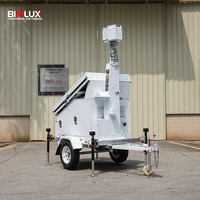 BIGLUX HiSTAR Remorque CCTV Hybride Solaire Diesel Démarrage Automatique 3x450W Panneaux Solaires Batterie 14400Wh DC24V Surveillance 6 Jours d'Autonomie