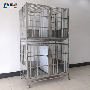 Gabbia <span class=keywords><strong>per</strong></span> <span class=keywords><strong>Cani</strong></span> Grande e Robusta in Acciaio Inox Pieghevole con Drenaggio, Gabbia <span class=keywords><strong>per</strong></span> Animali da Esterno a Due Piani con 4 Porte - Product Image 5