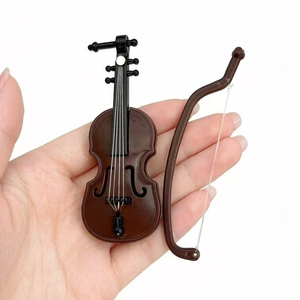 Ensemble personnalisé 3 en 1 : mini archet de violon, tabouret en bois et modèle de scène musicale pour <span class=keywords><strong>maison</strong></span> de poupée <span class=keywords><strong>à</strong></span> grain de bois simulé, pour décoration DIY, accessoire photo et fêtes - Product Image 2