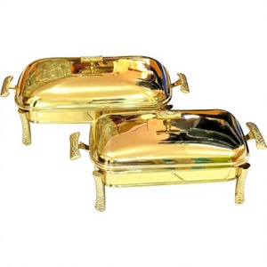 Rectangular Brass Chafing Dish Gold Color Fuel Powered <b>Buffet</b> <b>Server</b> for Hotel Restaurant Use Food Warmer Chafing Dish - Product Image 2