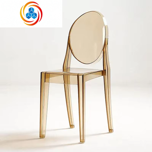 Chaises de salle à manger rondes en polypropylène acrylique transparent, chaises en plastique modernes pour l'extérieur, couleur noire - Product Image 3
