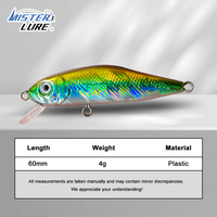 Umpan Ikan MISTER LURE 6cm 4g Minnow Lure dengan Bibir Kecil untuk Ikan Bass Trout dengan Kail Treble Anti Karat Umpan Keras Plastik