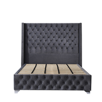 Meubles de chambre à coucher de luxe, cadres de lit simples et doubles en bois massif et en tissu modernes