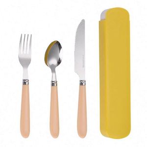 Stainless Steel Portable Cutlery Set Portugal Three-piece Spoon Fork Knife Student Outdoor <b>Gift</b> Set - Product Image 1