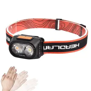 Nouveau Puissant Type C Rouge Blanc Tête Torche Lampe 18650 Capteur Led Camping Étanche COB LED Induction Phare Rechargeable