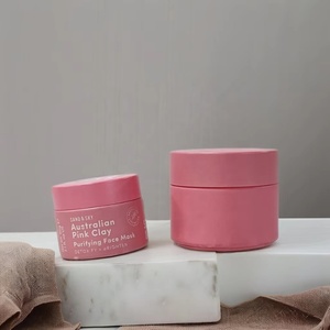 Pot en verre rose mat en porcelaine blanche avec logo personnalisé, 30 ml, 50 ml, pot en verre en porcelaine blanche opale pour crème cosmétique avec couvercle - Product Image 1