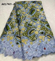 Tissu en dentelle Ankara 100 % coton de haute qualité, écologique, nouveau, grand motif scintillant perlé, style africain