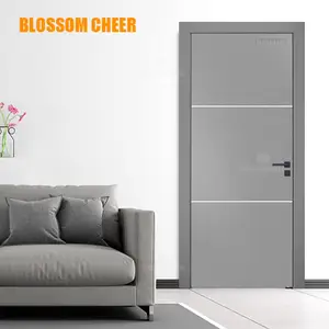 Konut iç iç oda yatak odası kapıları ev klasik ucuz kapı MDF melamin ahşap düz tasarım kapı