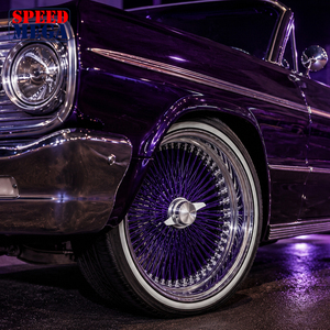 ล้อโครเมียมแบบซี่ลวด 150 ซี่ ขนาด 22x8 นิ้ว สีม่วง สำหรับ Cadillac DeVille Chevrolet Caprice Lincoln Town Car - Product Image 4