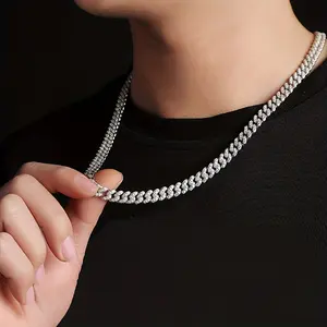 Mozanit kolye kolye, erkekler ve kadınlar için 925 gümüş küba ChainCuban kolye küba klavikula zinciri. Engagemeproprock
