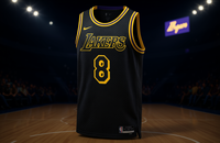 Untuk Lakers City Edition Jersey Swingman Sublimasi Cetak Crew Neck Tanpa Lengan Ukuran Pria 8 Hitam Emas Mesh Basket FW23