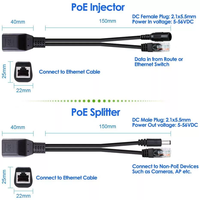 Doonjiey 2pcs RJ45 PoE Adapter Injector Splitter Cable Kit Passive DC Male LAN Ethernet Power for IP Communication Cables