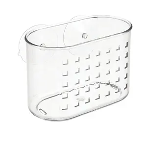 Clear Transparent Plastic Bathroom Suction Shower Organizer Caddy Basket for Shampoo, Conditioner, Soap