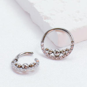 ASTM F136 G23 Anneaux de nez en titane et boucles d'oreilles Helix Daith Anneaux de segment articulés | <span class=keywords><strong>Piercing</strong></span> <span class=keywords><strong>Tragus</strong></span> Jewelry avec des pierres de zircon - Product Image 3