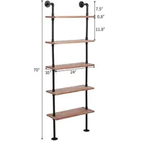 Ladder Bookshelf Wall Mounted Rustic Industrial 5 Tier Ladder Shelf Bookcase Bookshelf For Living Room