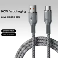 Câble de charge super rapide 100W pour téléphones mobiles iPhone et OPPO, Type-C, avec conducteur en cuivre pur et gaine tressée en nylon