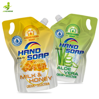 Recharge réutilisable de 1 litre Doypack sachets d'emballage avec bec verseur pour savon liquide à vaisselle en plastique PET pour détergent à lessive