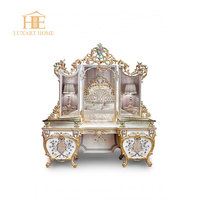 Luxueux palais pur fabriqué à la main en bois massif sculpté chambre principale lit King Size Design bois sculpté ensemble de meubles de chambre royale