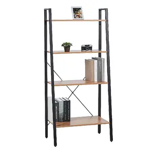 European design adjustable height standing metal racks steel shelf wooden table shelf