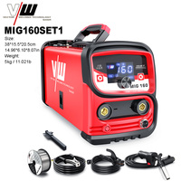 VECTOR Machine à souder portable sans gaz, flux continu MIG TIG MMA, soudeuse AC 230V avec casque de soudage pour acier inoxydable MIG160