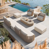 High-End Modern Household Wasserdichte und sonnen feste Aluminium legierung Teak Sofa Gartenmöbel Innenhof möbel