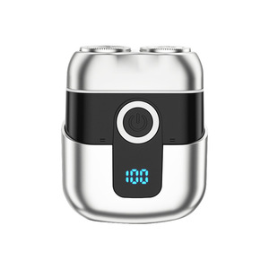 Men's Electric Shaver Double Head Rotary Rechargeable IPX7 Waterproof Metal Body Long Battery Life Deep Space Gray Silver - Product Image 2