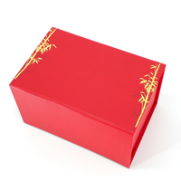 Boîte rigide pliable magnétique rouge tout-en-un avec logo personnalisé en feuille métallisée, emballage cadeau rouge mat pour les cadeaux de mariage