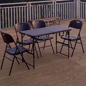 <span class=keywords><strong>Table</strong></span> de repas pliante <span class=keywords><strong>portable</strong></span> Senlaike pour l'extérieur, idéale pour la cour, le marché nocturne, la maison et le camping, avec chaises - Product Image 5