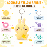 Porte-clés de voiture unisexe Zaves en peluche lapin jaune de haute qualité, éco-responsable, durable, premium, kawaii, mignon, avec logo personnalisé
