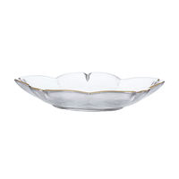 Assiettes à salade et à dessert en verre transparent avec bordure perlée dorée, vente en gros directe usine pour la maison