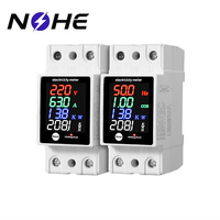 Meter Energi Satu Fasa Sistem AC Monitor Tegangan Arus Layar Digital Meter Energi Daya Din Rail