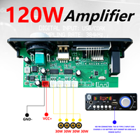 Amplificador de 120W con Decodificador MP3 de 4 Canales 30Wx4 para Auto, USB, TF, AUX, Micrófono, Tipo-C, DC12V, Pantalla Digital y Control Remoto