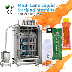 Machine d'emballage automatique verticale multi-voies pour sachets irréguliers, idéale pour les gels énergétiques, les pâtes <span class=keywords><strong>et</strong></span> les jus de fruits - Product Image 1