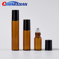 Flacons compte-gouttes en verre brun pour huiles essentielles de 3 ml, 5 ml, 10 ml avec bouchon en métal et en plastique