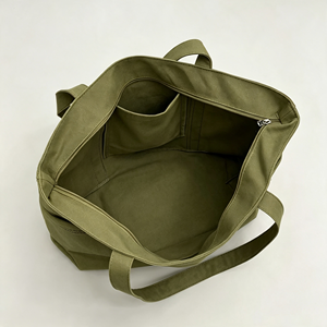 Canvas <b>Tote</b> <b>Bag</b> With Top <b>Zipper</b> and Inner Pocket Eco Friendly Custom Logo Large Capacity Reusable Shopping Shoulder <b>Bag</b> - Product Image 2