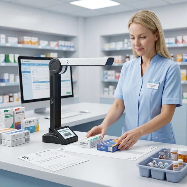 Eloam S200L Medical Document Camera Pharmacy Drug Barcode Scanner High Speed Medicine Box Traceability Code USB Desktop Scanner