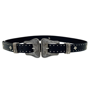 Ceinture Angelina à double boucle 3cm 100cm style western avec quincaillerie en alliage argenté - Product Image 1