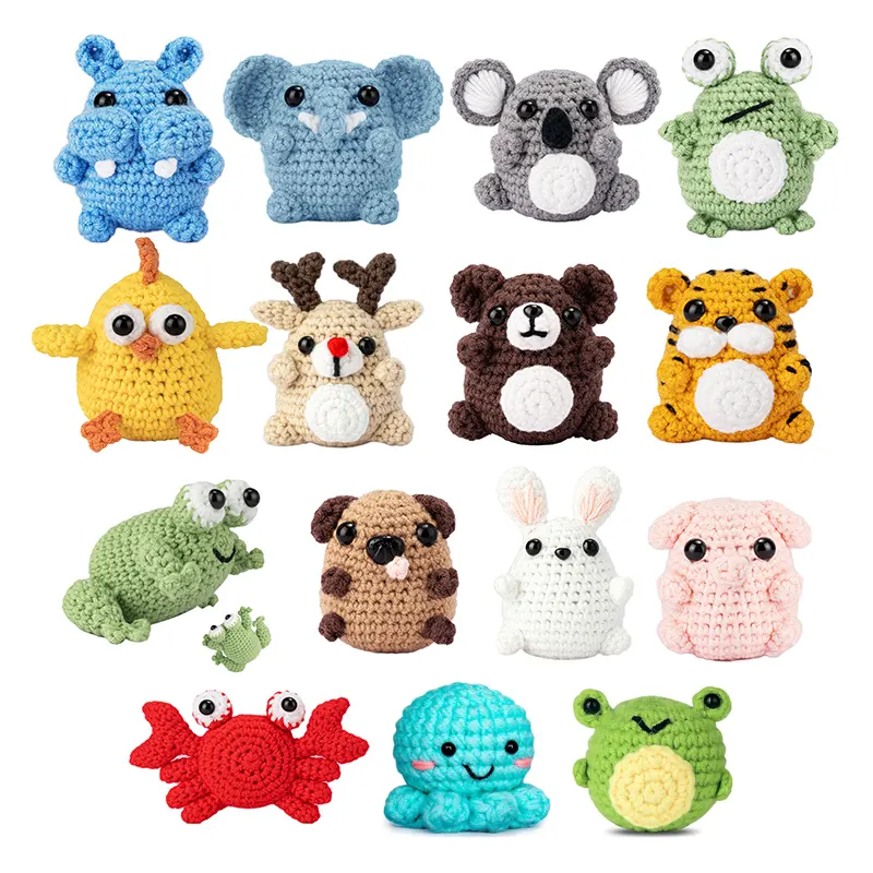 Instruções fáceis vídeo Crochet Animal Kit Amigurumi kit de crochê kits para iniciantes adultos