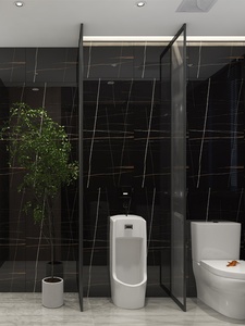 Azulejos de piedra de lujo modernos, azulejos grandes KTV de cuerpo completo oscuro, azulejos vitrificados 750X1500 para sala de estar, Hotel de pared de pizarra, negro - Product Image 4