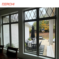 Ventanas Modernas de Vidrio Fijo DERCHI NFRC con Diseño de Rejilla, Rotura de Puente Térmico, Aluminio Resistente a Huracanes, Ventanas Abatibles Insonorizadas